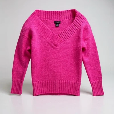 Vintage Guess Mohair Sweater XS Pink V-neck Off Shoulder Y2K Barbie Coquette - Image 1 of 4