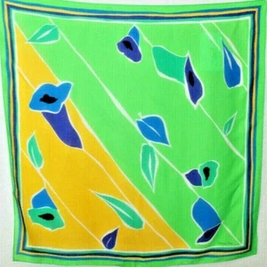 Vintage 70s Oscar Dela Renta Women's Green Scarf Size-30x30 inches - Bild 1 von 3