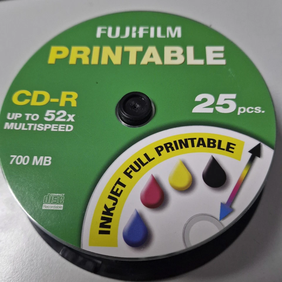25Stück  CD-R 52x Rohlinge 700 MB - FUJIFILM- INKJET FULL PRINTTABLE unbenutzt  - Bild 1 von 1
