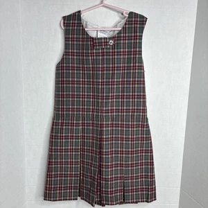 Vicki Marsha Uniformen Mädchen kariertes Kleid Größe 6 grau rot plissiert neu mit Etikett - Bild 1 von 6