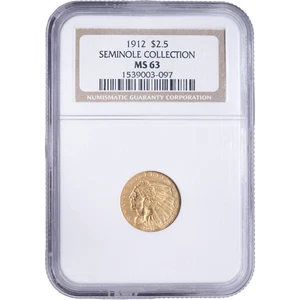 1912 $2.5 Gold Indian Quarter Eagle NGC MS63 - Picture 1 of 2