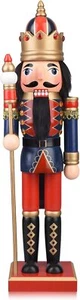Christmas Nutcracker Figures 15 Inch Wooden Nutcracker King with Scepter Decor - Picture 1 of 1