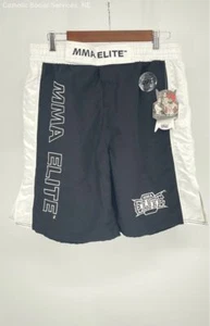 MMA Black White Elite Men's Logo Board Shorts Swim Trunks - Size Medium - Picture 1 of 8