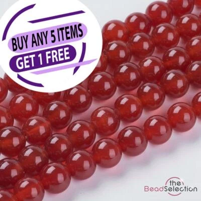 Red Carnelian Round Gemstone Beads 8mm 25 Beads Chakra Stone GS106 - Image 1 of 4