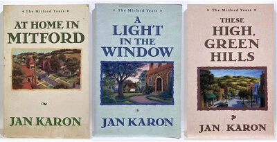 Jan Karon AT HOME IN MITFORD 1-3 lot Trade paperback LIGHT IN WINDOW GREEN HILLS - Imagem 1 de 4
