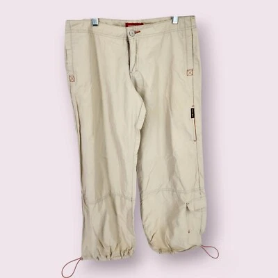 90 年代 Y2K 降落伞裤女式 9 货物 Capri Rave 滑冰者宽松仙女垃圾尼龙 — 第 1/4 张图片