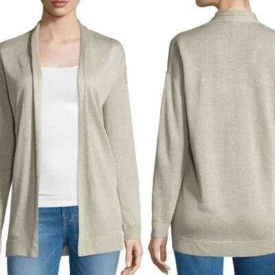 Theory Size Large Armelle S Sag Harbor Open Front Linen Blend Cardigan Sweater - Image 1 of 4