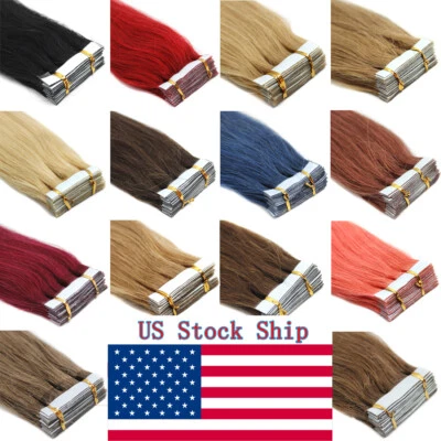 Invisible Tape in Human Hair Extensions Seamless Glue in Skin Weft 100%Remy Hair - Image 1 of 4