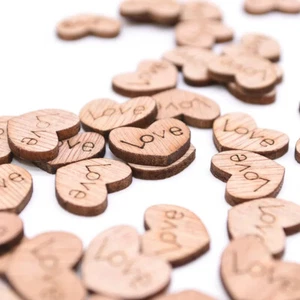 Wooden Love Heart Wedding Table Scatters Mini DIY Party Decorations Rustic Craft - Picture 1 of 5