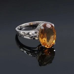 Natural Citrine Gemstone with 925 Sterling silver Ring for women's #J233 - Picture 1 of 4