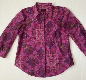 J. Crew Liberty Stoff Baumwolle Hemd 8 Blumen Paisley Puff 3/4 Ärmel Knopfleiste - Bild 1 von 16