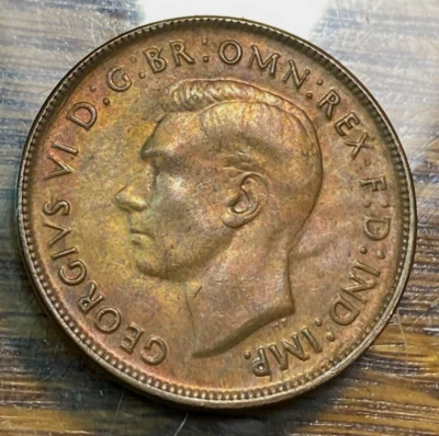 1942 (p) Australia Penny Nice Original Choice BU+ Cool Toning KM-36 CHRC - Image 1 of 2