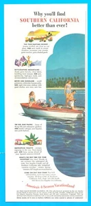 1951 Southern California tourism PRINT AD boating fishing swimming Pacific Ocean - Picture 1 of 3
