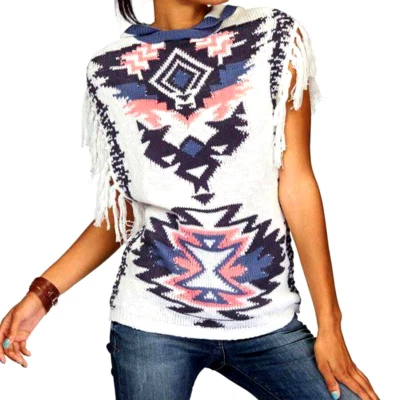 Kangaroos Suéter Poncho Capucha Etno Flecos Gr.38/40 Pequeño 42 - Imagen 1 de 2