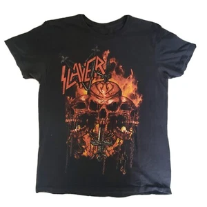 Slayer Tshirt Large Black Concert Tour Metal Skulls Flames Logo - Picture 1 of 4