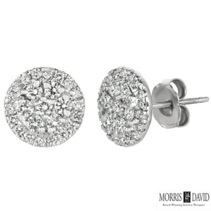 Orecchini tondi con diamanti naturali 0,75 carati G SI oro bianco 14 carati - Foto 1 di 1