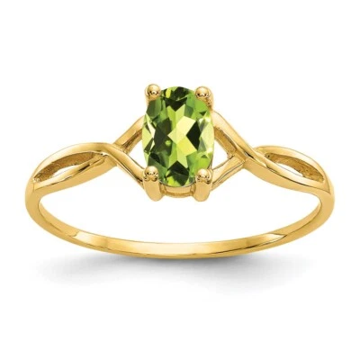 Anillo de compromiso de peridoto de oro amarillo de 10k talla 7 Foto 1 de 4