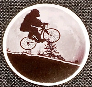 Bigfoot/Sasquatch Cryptid On Bicycle Decal Sticker. Approximately 2.25" - Picture 1 of 3
