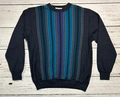 Montechiaro Mens Textured Multicolored Sweater L Wool Blend Made In Italy - Image 1 of 4