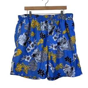 Reyn Spooner Swim Trunks Shorts Mens XXL Blue Hawaiian Floral Beach Swim Lined - Picture 1 of 8