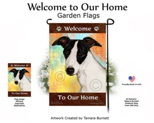Welcome Garden Flag - Black and White Whippet 142 - Picture 1 of 1
