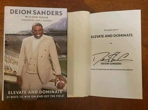 2) Deion Sanders HC 1st Print books "Elevate and Dominate" 1 signed 1 unsigned - Picture 1 of 8