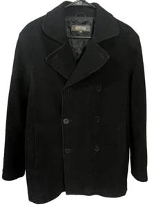 Kenneth Cole Reaction Black Pea Coat Men's Size Medium - Picture 1 of 3