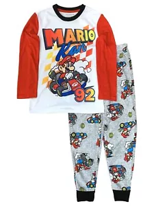 Mario Kart Boys Lightweight White & Red Gamer Pajamas Sleep Set - Picture 1 of 1