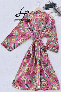 Short Size Bikini Cover-up Women's Robe Party Wear Kimono 3/4Sleeve Floral Gown - Picture 1 of 30