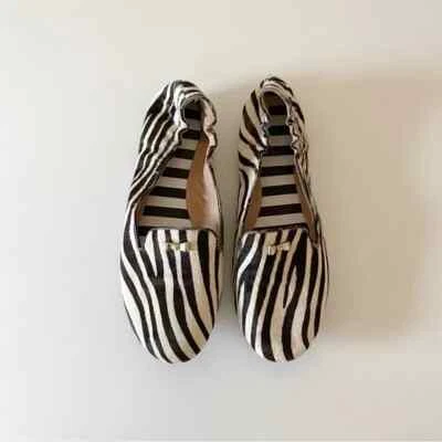 Mocasines Henri Bendel Sole Ambition Zebra pelo de becerro negro/blanco talla 8 Foto 1 de 4