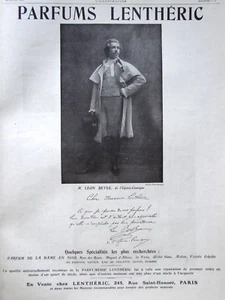 PUBLICITÉ DE PRESSE 1909 PARFUMS LENTHÉRIC - M.LÉON BEYLE DE L'OPÉRA COMIQUE - Picture 1 of 1