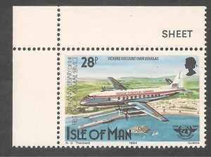 Isla de Man #265 (A76) en muy buen estado sin montar o nunca montada - 1984 28p vizconde Vickers, avión Douglas - Imagen 1 de 1