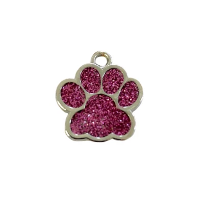 Etiqueta personalizada glitter pata cachorro gravada gato filhote animal de estimação identificação nome colar novo - Imagem 1 de 4