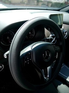2019 Black Easy Slip-On Style PU Steering Wheel Cover Non-Slip Comfy Handling - Picture 1 of 4