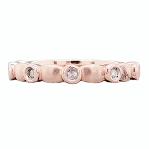 Sterling Silber Rose Gold plattiert 0,03cttw Zargenfassung Diamant Vorsteckring - Bild 1 von 4