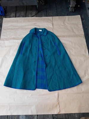 Vintage Wetherall Reversible Cape Poncho Green & Blue  - Image 1 of 4