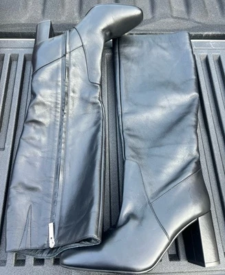 NUEVA Bota Aquatalia Cuero Hasta la Rodilla Tacón Bloque 1003AE Talla 8.5 Ancho Medio Foto 1 de 4