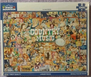 White Mountain 1000 Piece "Country Music" Puzzle Stars Of Country Music W/Poster - Picture 1 of 2