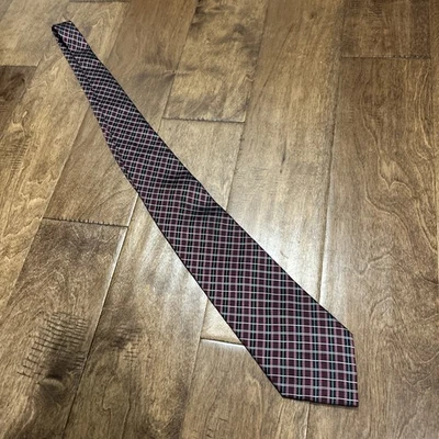 Kenneth Cole мужской галстук галстук бордовый красный черный клетчатый 100% шелк 59» карьера - Изображение 1 из 4