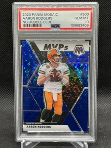 2020 Panini Mosaic Aaron Rodgers MVPs NO HUDDLE BLUE MOSAIC PRIZM SP #/75 PSA 10 - Bild 1 von 3