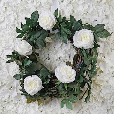6 ft long 5 IVORY Silk Large Rose Flowers Garland Leaves Bendable Wire Vines - Image 1 of 4