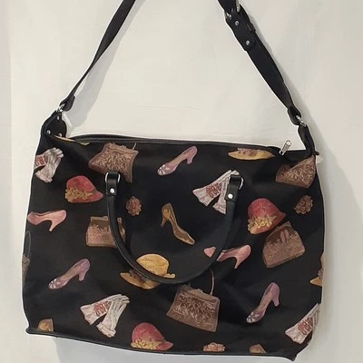 Bolso de Viaje Raviani Grande para Equipaje Correas de Cuero Negro Diseño de Ropa para Mujer Foto 1 de 4