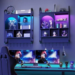 Gaming Schweberegal mit LED Licht Wandhalterung Display Regal für Sammlerstücke - Bild 1 von 9