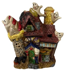 Spooky Hollow Ceramic House Vintage Halloween Ghost Spider Deli Store 5” - Picture 1 of 17