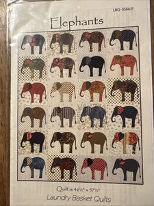 LAUNDRY BASKET QUILTS Quilt Pattern - ELEPHANTS - 46.5" x 57.5" LBQ-0566-P - Picture 1 of 1