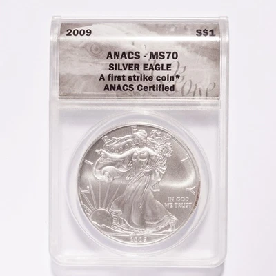 2009 Silver American Eagle Dollar ANACS MS70 First Strike - Image 1 of 2