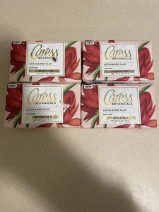 Lot of 4 Caress Botanicals Bar Soap Lotus and Red Clay Paraben Free 5 oz Ea. - Picture 1 of 4