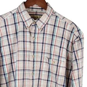 Eddie Bauer Shirt Mens Large White Plaid Button Down Cotton Long Sleeve Casual - Picture 1 of 8