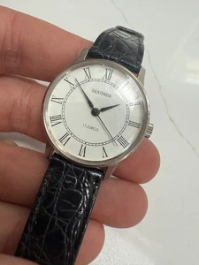 HERREN VINTAGE SEKONDA 17 JEWELS HANDAUFZUG ARMBANDUHR - FUNKTIONIERT - Bild 1 von 6