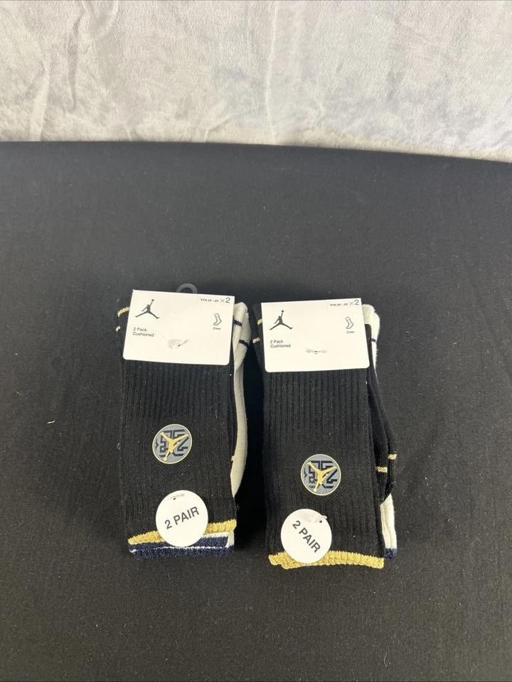 2 Pairs Nike Jordan Kids Cushioned Crew Socks Youth Size 10C-3Y
